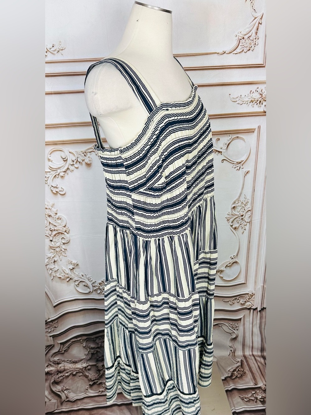 Terra & Sky Navy and White Striped Maxi with Red Bow Belt - Picture 4 of 11